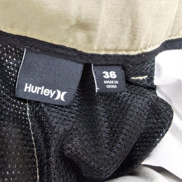 Hurley Comfort Athletic Shorts Mens 36 Flat Front Tan Beige - Picture 4 of 4